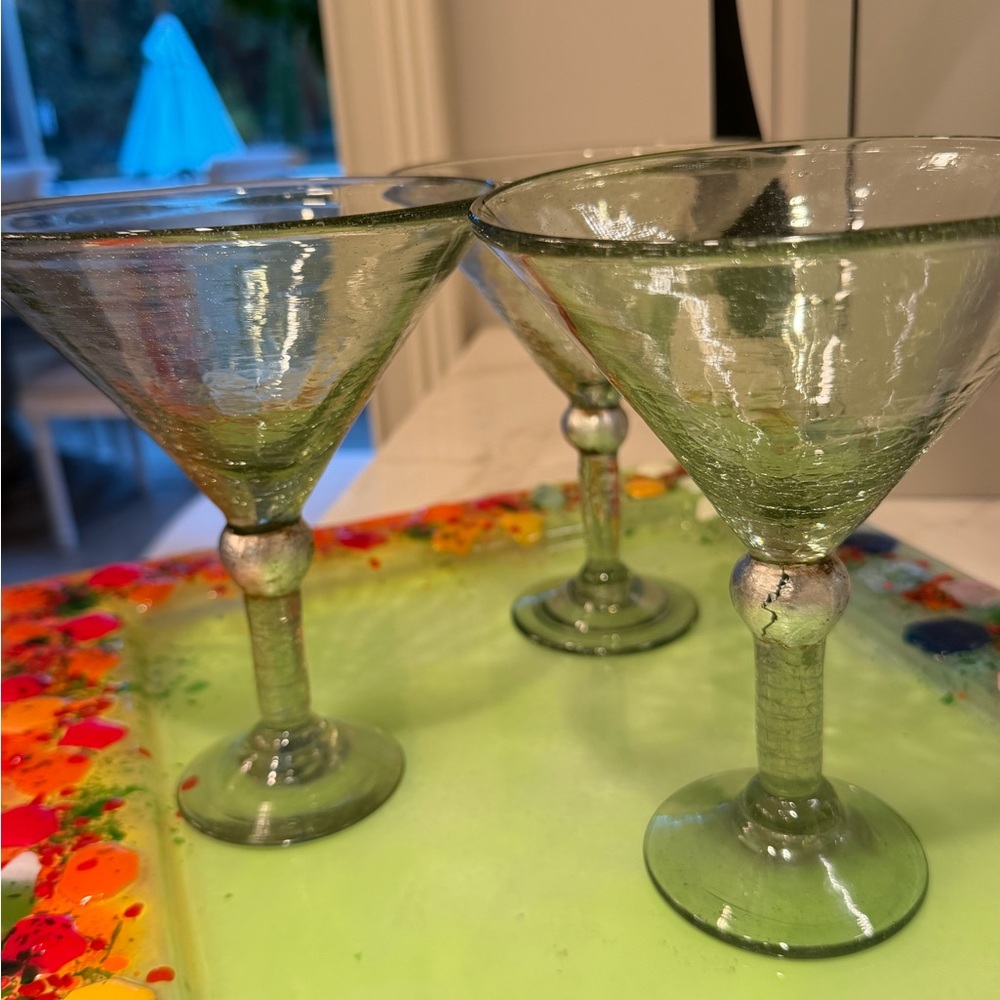 Elegant Green Glass Martini Glasses